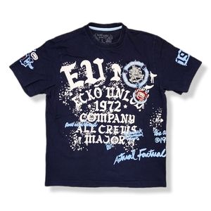 Y2k Ecko Unltd Graffiti Badge All Over Print T-Shirt Size Large Embroidered
